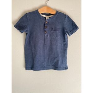 Carter’s Slate Blue Textured Cotton Henley Boys Short Sleeve T-Shirt 5T